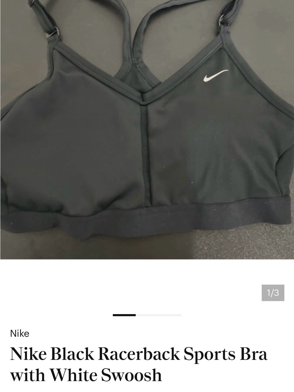 Bundle Nike Black Racerback Sports Bra with White Swoosh & Pink gray sports bra